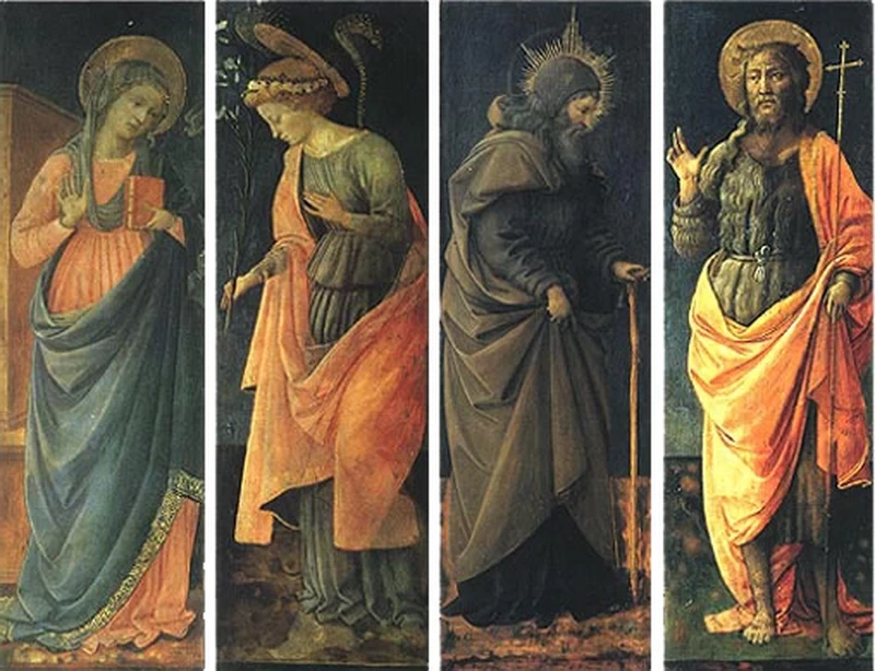 Vergine Annunziata, Angelo Annunziante, sant'Antonio Abate e san Giovanni Battista - Galleria degli Uffizi, Firenze